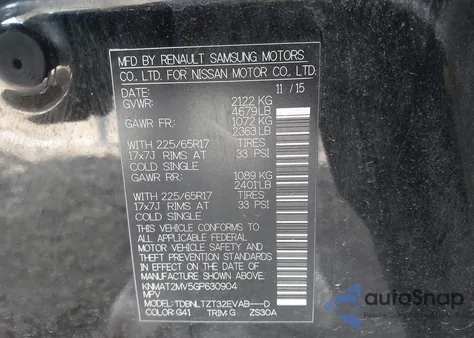 2016 Nissan Rogue Sv из США, поврежденный, VIN KNMAT2MV5GP630904